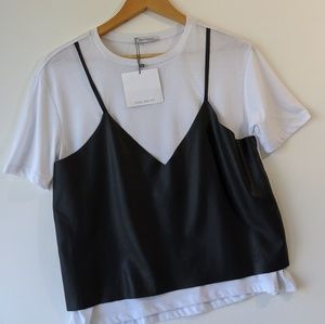 ZARA TRAFALUC SHIRT FAUX LEATHER TANK